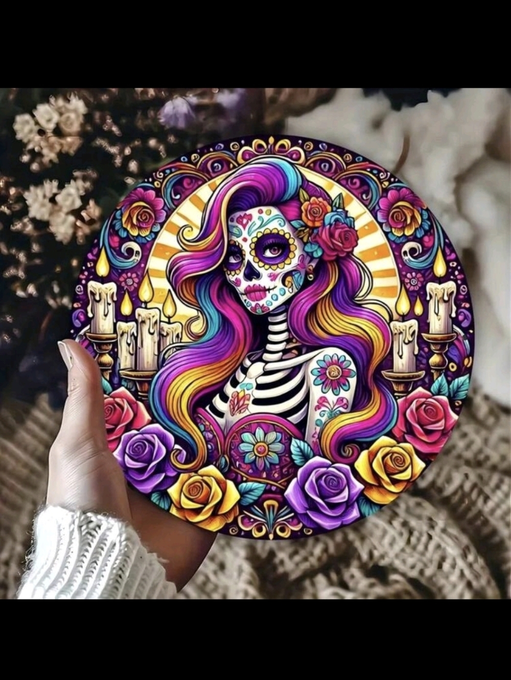 Colorful Day of the Dead Sugar Skull Wall Art